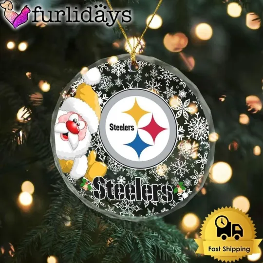 Discover Personalized Pittsburgh Football Team Steeler Glass Christmas Ornament Gift