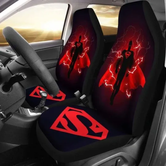 Superman Car Seat Covers DC Comics Superhero Auto Interior Accessories for Fans