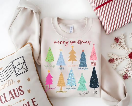 Discover Merry Swiftmas Album Sweatshirt, Christmas Eras Tree Shirt, Album  Sweater, Folk Music Song Shirt, Holiday Christmas Gifts, TS Fan Gift