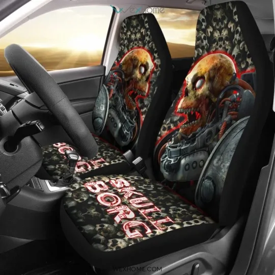 Discover Skullborg Robot Skull Car Seat Cover Horror Movie Fan Vehicle Accessories