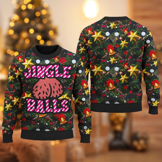 Discover Jingle Balls Quotes 3D All Over Print Sweater, Palm Tree Ugly Christmas Sweater