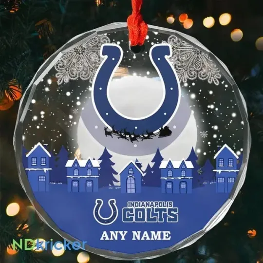 Discover Personalized Indianapolis Football Team Colts Glass Christmas Ornament Gift