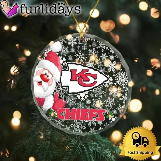 Discover Personalized Kansas City Football Team Chiefs Glass Christmas Ornament Gift