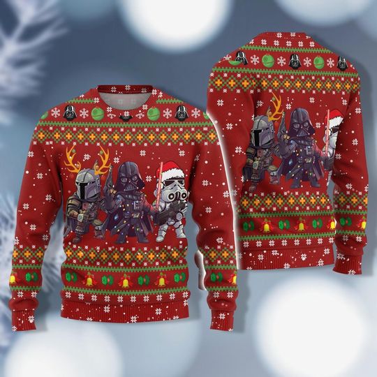 Discover Darth Vader Trooper Mandalorian Christmas Sweater, Star Wars Ugly Sweater Party, Star Wars Gift Shirt, Disney Kids Christmas Sweater