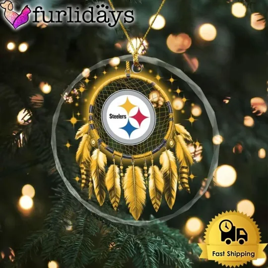 Discover Personalized Pittsburgh Football Team Steeler Glass Christmas Ornament Gift