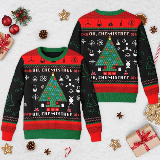 Discover Oh, Chemistree Science Ugly Christmas Sweater, Chemist Lover Xmas Sweatshirt