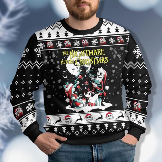 Discover Nightmare Before Christmas Sweater, Disney Jack And Sally Sweater, Ugly Sweater Shirt, Jack Skellington Shirt, Mickey Very Merry Xmas