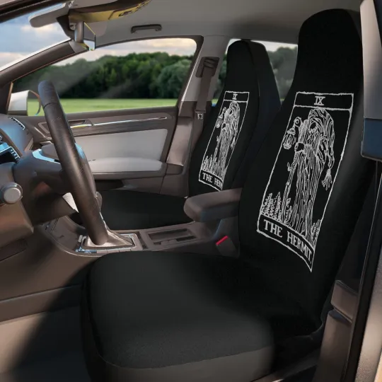 Discover The Hermit Tarot Car Seat Covers - Set of 2 - Witchy Goth Car Accessories Gothic