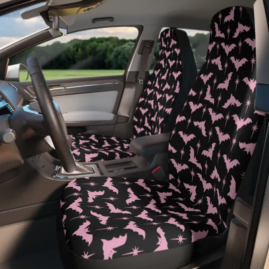 Discover Spooky Season Bat Seat Covers - Set of Two - Pastel Goth Car Accessories Gothic