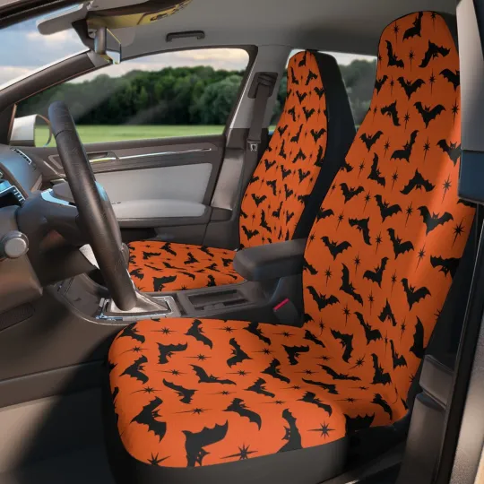 Discover Spooky Season Bat Seat Covers - Set of Two - Pastel Goth Car Accessories Gothic