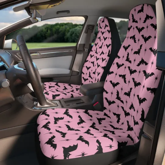 Spooky Season Bat Seat Covers - Set of Two - Pastel Goth Car Accessories Gothic