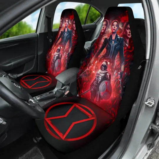 Black Widow Car Seat Covers Natasha Marvel Auto Accessories for Women Fans