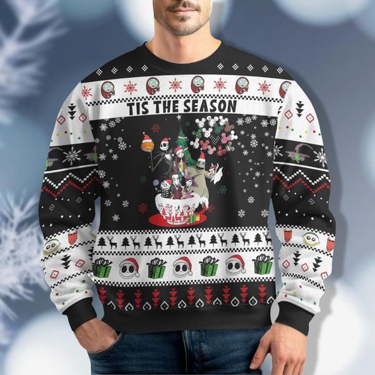 Discover Jack Skellington Nightmare Christmas Sweater, Disney Kids Ugly Sweater, Oogie Boogie Shirt, Jack Sally Couple Christmas, Funny Sweater