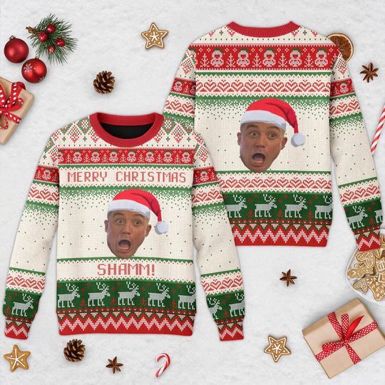 Discover Personalized Face 3D Ugly Christmas Sweater, Custom 2025 Xmas Sweatshirt With Picture