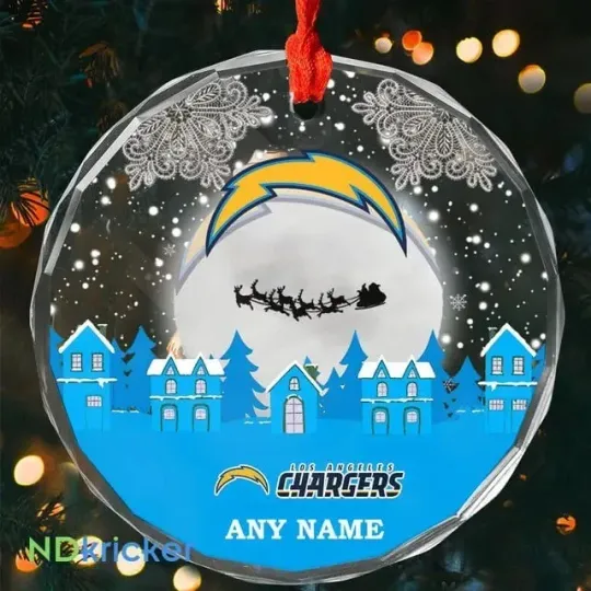 Discover Personalized Los Angeles Football Team Chargers Glass Christmas Ornament Gift