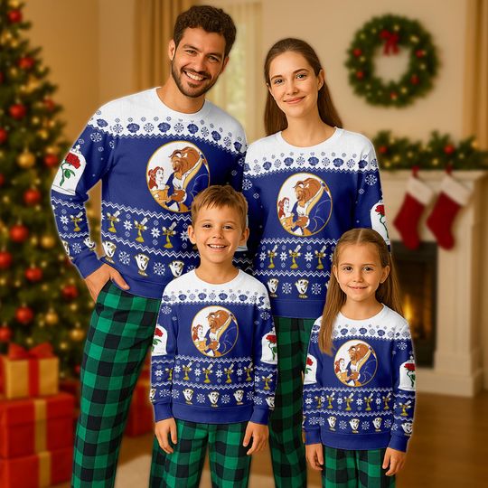 Discover Disney Beauty and The Beast Princess Ugly Christmas Sweater