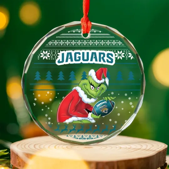 Discover Personalized Jacksonville Football Team Jaguars Glass Christmas Ornament Gift