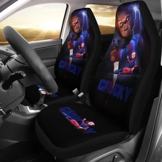 Chucky Car Seat Covers Blood Horror Movie Doll Auto Interior Accessories for