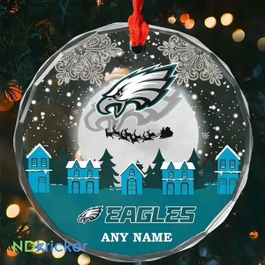 Discover Personalized Philadelphia Football Team Eagles Glass Christmas Ornament Gift