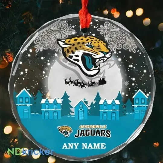 Discover Personalized Jacksonville Football Team Jaguars Glass Christmas Ornament Gift