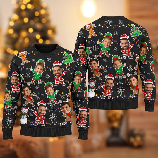 Discover Custom Face Christmas Sweatshirt For Men Women, Custom Ugly Sweatshirt, Personalized Pet Christmas Sweatshirt, Funny Custom Face Sweatshirt