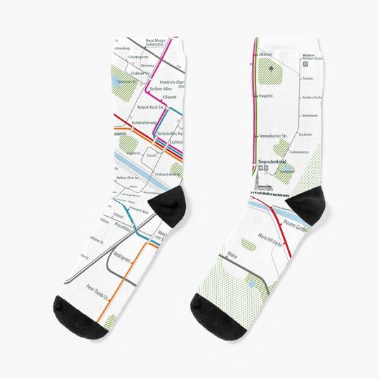 Discover Freiburg City Rail Map Square Socks