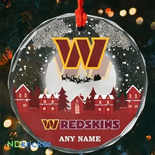Discover Personalized Washington Football Team Commanders Glass Christmas Ornament Gift