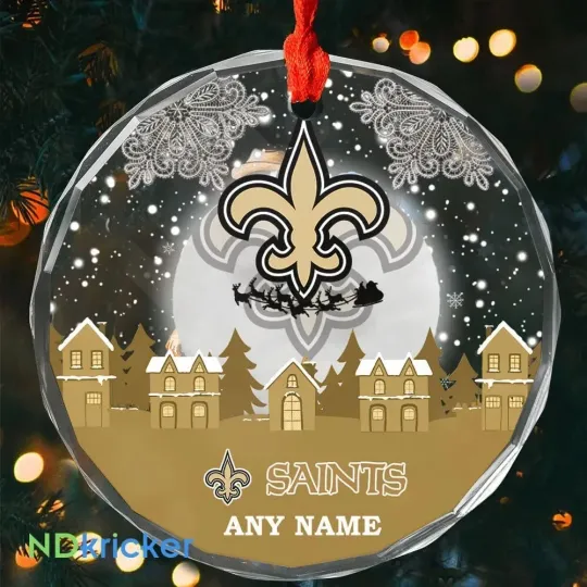 Personalized New Orleans Football Team Saints Glass Christmas Ornament Gift