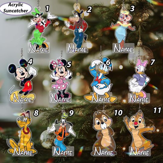 Discover Customized Mickey & Friends Ornament, Mickey Minnie Couple Ornament, Chip N Dale Donald Daisy Goofy, Very Merry Christmas Tree Decor, VTB402