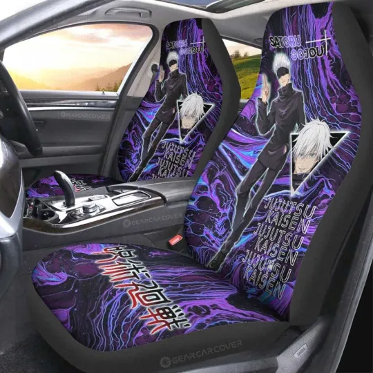 Discover Satoru Gojo Car Seat Covers Jujutsu Satoru Anime Custom Auto Accessories