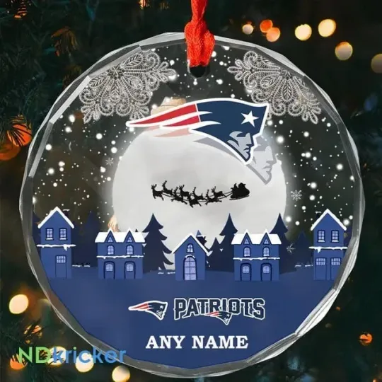 Discover Personalized New England Football Team Patriotss Glass Christmas Ornament Gift