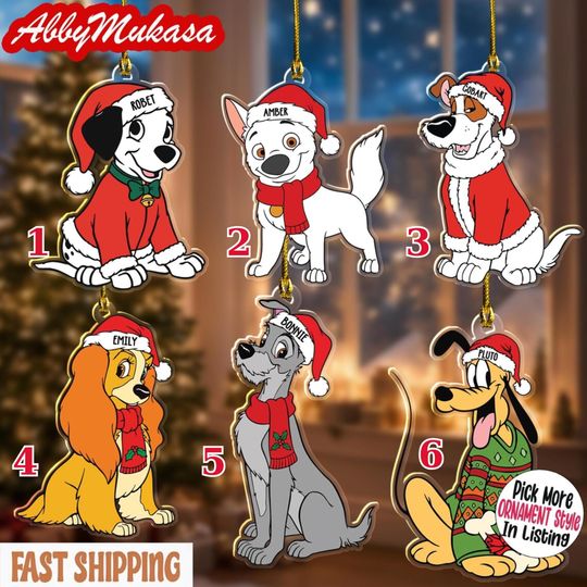 Discover Personalized Disney Dogs Christmas Ornament, Christmas Family Ornament 2025, Custom Xmas Dog Keepsake, Disney Merry Christmas Ornament