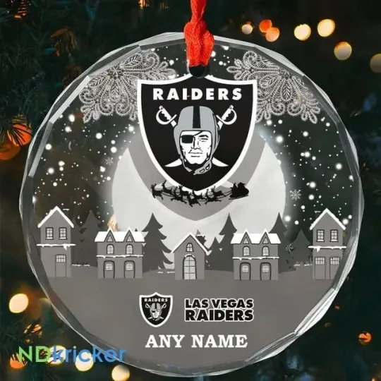 Discover Personalized Las Vegas Football Team Raiders Glass Christmas Ornament Gift