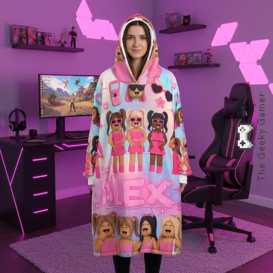 Discover Personalized Gamer Girl Hooded Blanket