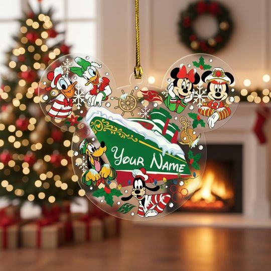 Discover Personalized Disney Christmas Ornament, Mickey Minnie Family Keepsake, Custom Name Holiday Gift, Disney Lovers Tree Decoration