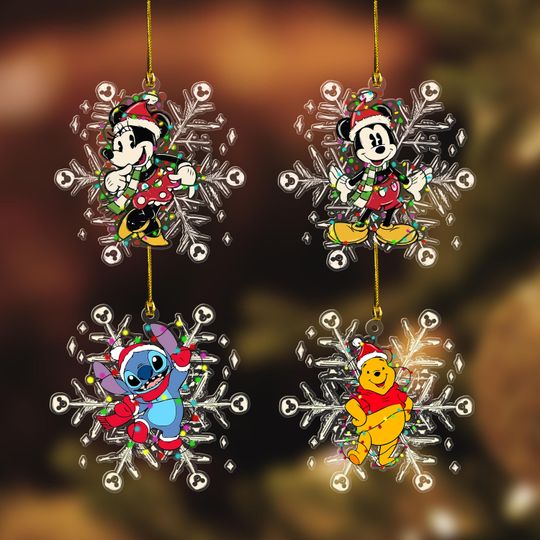 Discover Disney Christmas Acrylic Ornament Set, Custom Any Disney Character, Mickey Minnie Holiday Snowflake Decoration, Xmas Tree Hanging Gift 2025