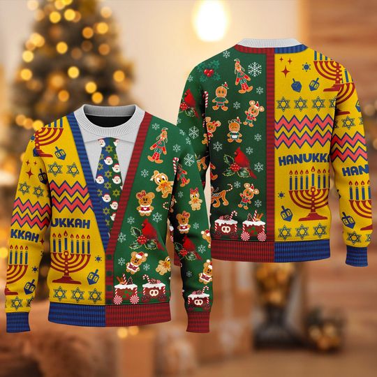 Discover Disney Hanukkah Gingerbread Cadigan Costume Ugly Sweater