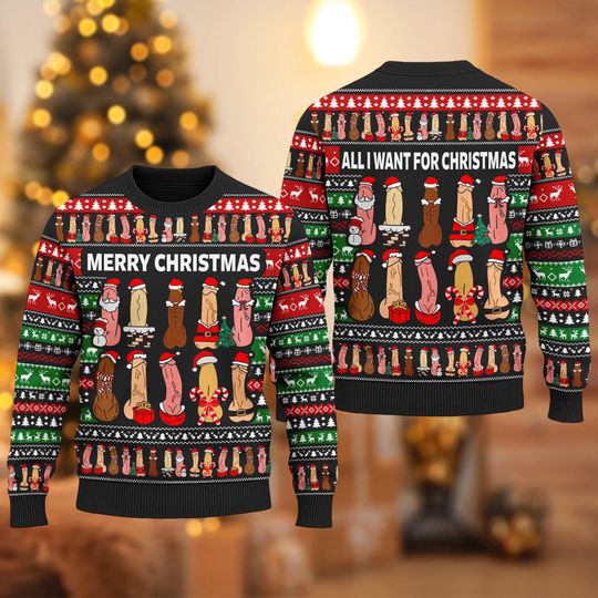 Discover Funny D*ck Merry Christmas Ugly Christmas Sweater, Xmas Sweatshirt