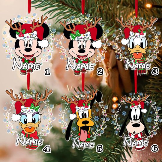 Discover Personalized Disney Mickey & Friends Acrylic Ornament, Custom Disney Holiday Family Ornament, Disneyland Christmas Decor, WDW Xmas Gifts