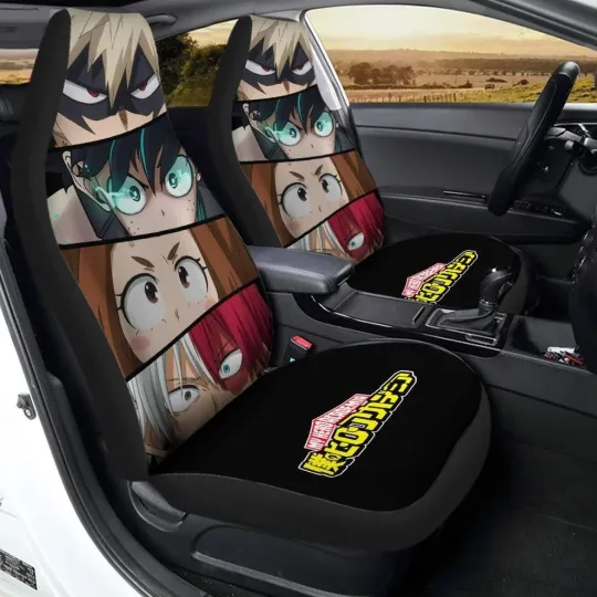 Discover Hero Anime Eyes Car Seat Covers Custom MHA Anime Car Interior Accessories