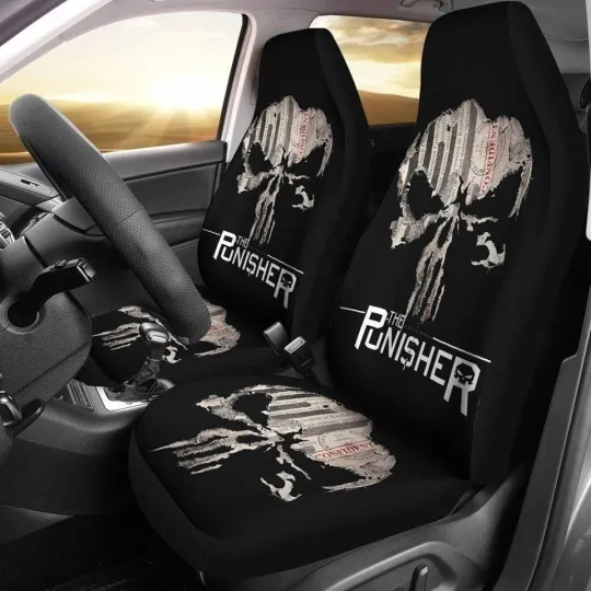 Punisher Car Seat Covers Set, The Punisher Auto Protector, Car Accessorie