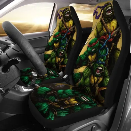 Discover Ninja Turtles Car Seat Covers Cartoon Fighting Heroes Auto Interior Accessories