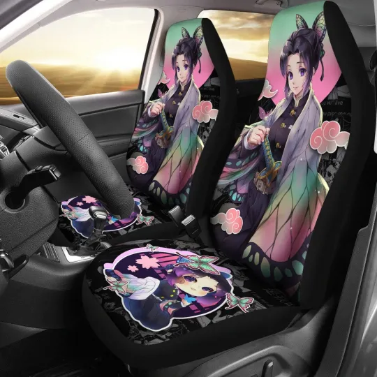 demon Car Seat Covers Anime Kochou Shinobu Auto Accessories Fan Gift