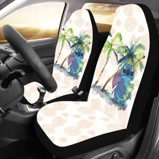 Discover Stitch Car Seat Covers Cute Disney Alien Cartoon Auto Protector for Cars