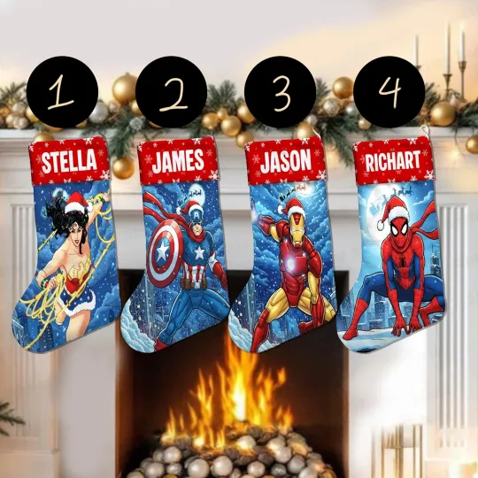 Discover Personalized Superhero Characters Christmas Gift For Fans Merry Xmas Stocking