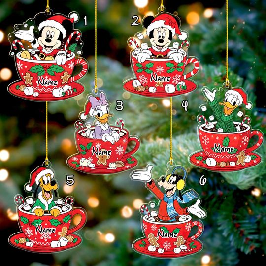 Discover Personalized Mickey & Friends Tea Cup Disney Christmas Ornament, Disney Family Christmas Tree Hanging Ornament, Christmas Decor Gifts
