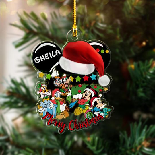 Discover Personalized Mickey Mouse Christmas Ornament, Mouse And Friends Party Customized Disney Christmas Tree Decor, Mouse Ears Xmas Gift For Kid