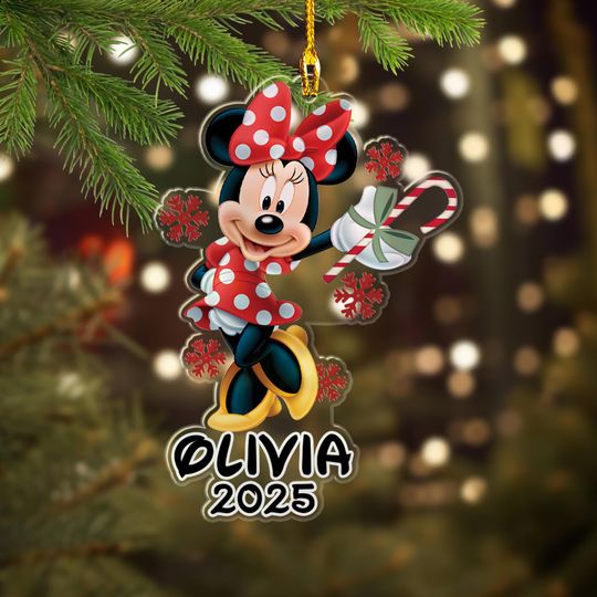 Discover Personalized Minnie Mouse Christmas Ornament, Customized Disney 2025 Christmas Tree Decor, Disney Minnie Mouse Xmas Gift Ornament