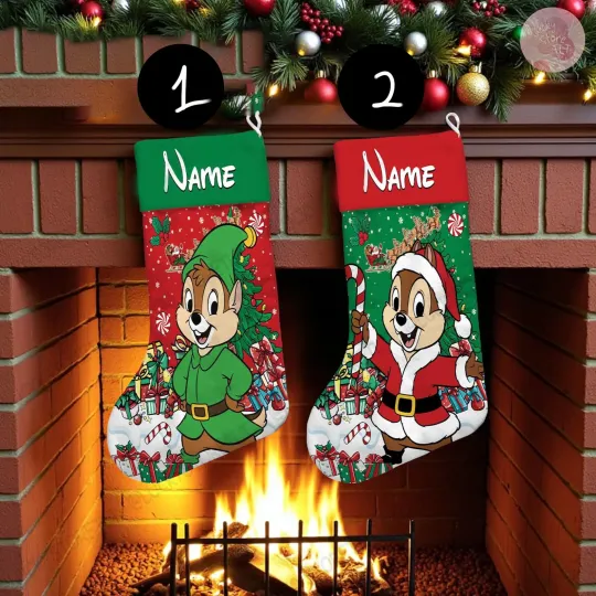 Personalized Chip & Dale Festive Christmas Stocking