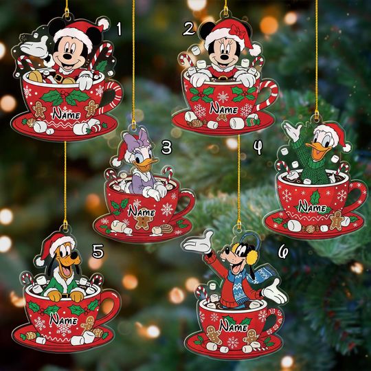 Discover Personalized Mickey & Friends Tea Cup Disney Christmas Ornament, Disney Family Christmas Tree Hanging Ornament, Christmas Decor Gifts